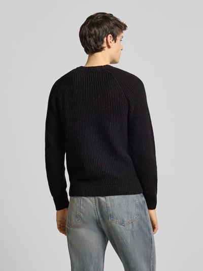 Only & Sons Regular fit gebreide pullover van katoenmix met wol, model 'LITUS' Zwart - 5