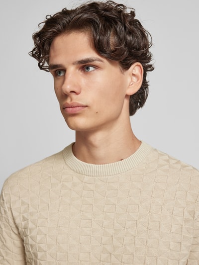 Only & Sons Strickpullover mit Strukturmuster Modell 'KALLE' Beige 3