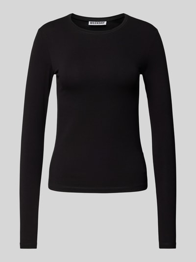 WEEKDAY Longsleeve mit geripptem Rundhalsausschnitt Black 2