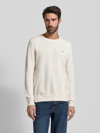 Tommy Hilfiger Regular fit gebreide pullover van zuiver katoen Ecru - 4