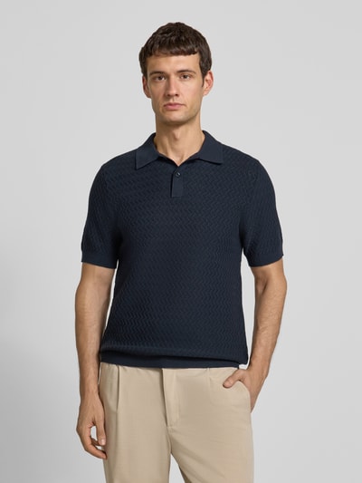 Samsøe Samsøe Strickshirt mit Polokragen und Knopfleiste Dunkelblau 4