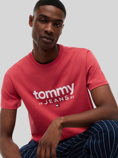 Tommy Jeans relaxed fit T-shirt van puur katoen met labelopschrift Rood - 3