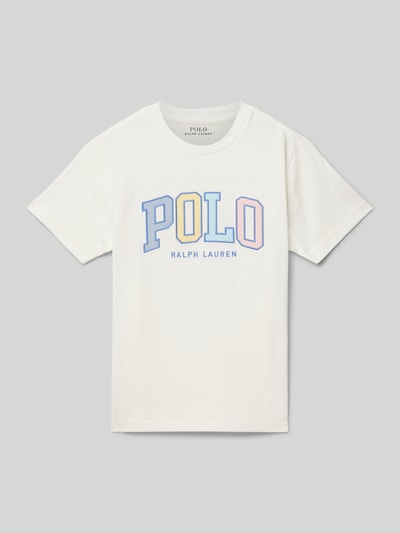 Polo Ralph Lauren Teens T-shirt met labelstitching Offwhite - 1