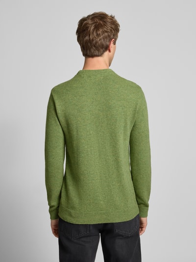 Blend Gebreide pullover met ribboorden, model 'BRANKO' Olijfgroen gemêleerd - 5