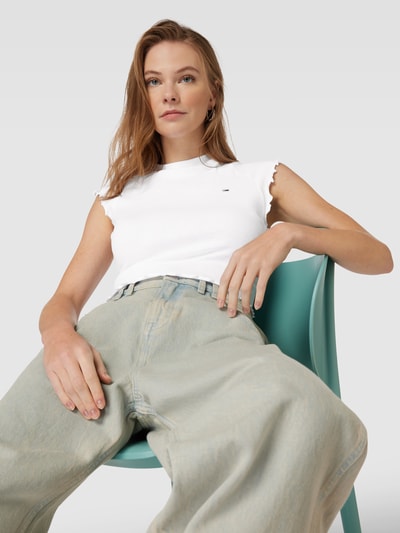 Tommy Jeans Crop Top mit Label-Stitching Weiss 3