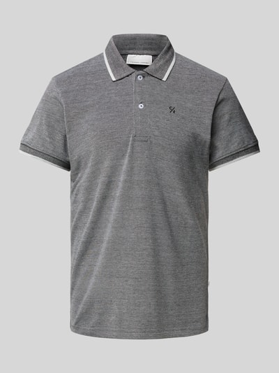 Casual Friday Slim Fit Poloshirt mit Logo-Stitching Modell 'TRISTAN' Anthrazit Melange 2