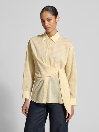 MANGO Regular Fit Bluse mit Knotendetail Modell 'CHIPITI' Hellgelb 4