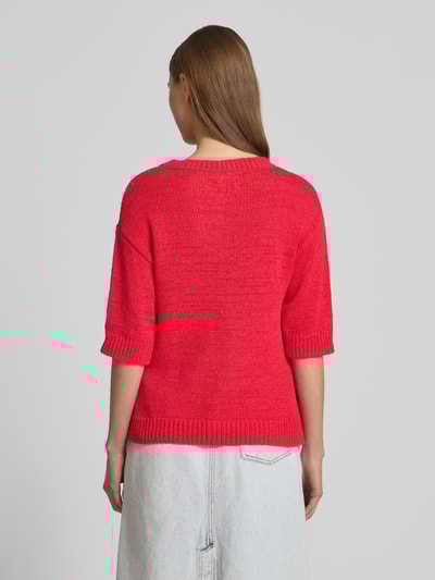 s.Oliver RED LABEL Sweter z dzianiny o kroju relaxed fit z mieszanki bawełny Czerwony 5