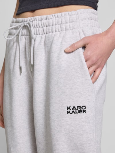 Karo Kauer Sweatpants mit elastischem Bund Hellgrau 3