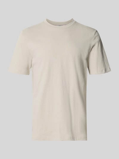 Productfoto, T-Shirt met geribde ronde hals model 'Olaf' van Tiger Of Sweden, katoenmix, rechte fit, ruglengte maat M 67 cm, effen lichtbeige