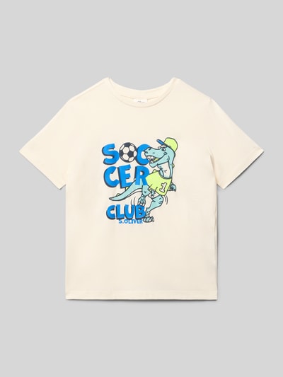 Produktfoto, Regular Fit T-Shirt aus reiner Baumwolle von s.Oliver RED LABEL, Kinder T-Shirt in Optik: Unifarben mit Motiv-Print, Rundhals, Kurzarm, Jersey-Material