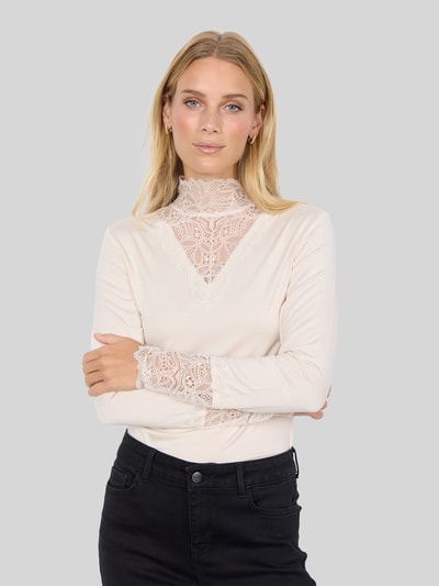 Soyaconcept Slim Fit Langarmshirt mit Spitzenbesatz Offwhite 3