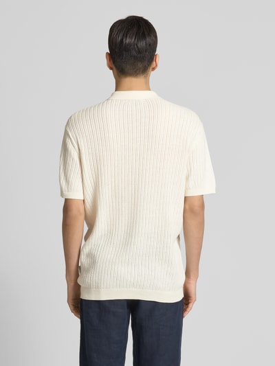 Casual Friday Regular Fit Poloshirt mit Strukturmuster Modell 'Karl' Offwhite 5