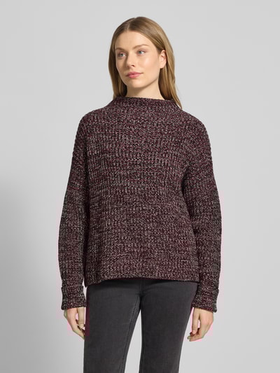 Selected Femme Regular fit gebreide pullover van katoenmix, model 'SELMA' Prune - 4