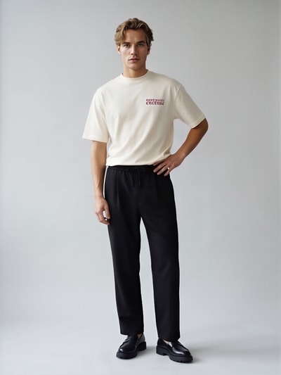 Don´t Waste Culture T-Shirt mit Statement-Backprint Offwhite Melange 1