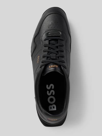 BOSS Ledersneaker mit Label-Print Modell 'Zayn' Black 4