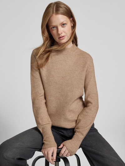 Vero Moda Sweter z dzianiny o kroju regular fit z bufiastymi rękawami model ‘PIPPA’ Szarobrązowy 3