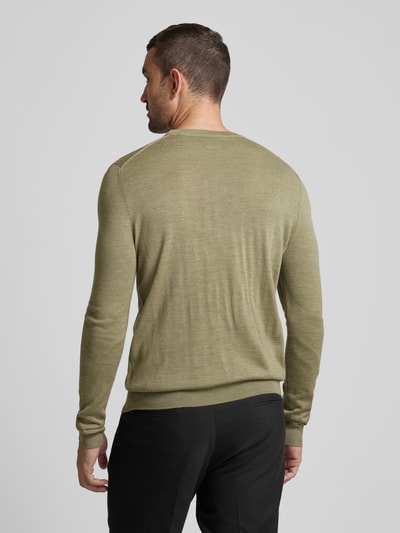 Christian Berg Men Strickpullover mit Rundhalsausschnitt Oliv Melange 5