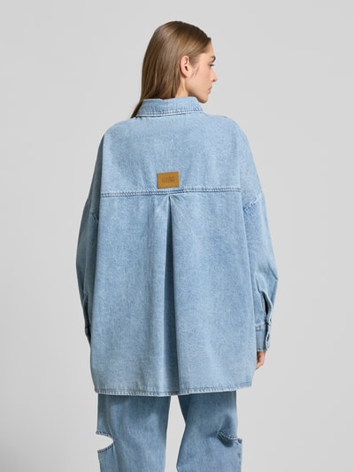 Karo Kauer Oversized Hemdbluse in Denim-Optik Jeansblau 5