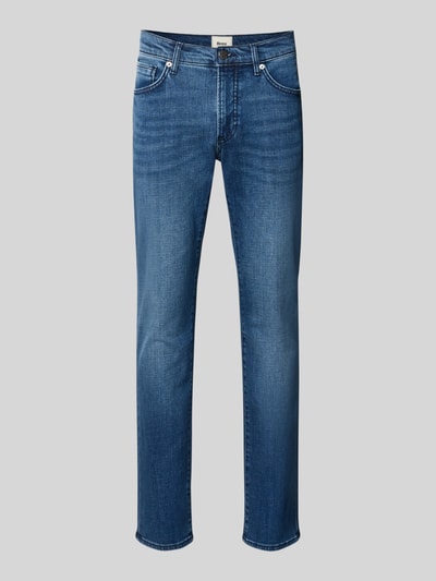 Produktfoto, Modern Fit Jeans aus Baumwoll-Mix Modell 'Chuck' von Brax in Denim-Optik, Mid Waist, 5-Pocket, blaue Twill-Textur.