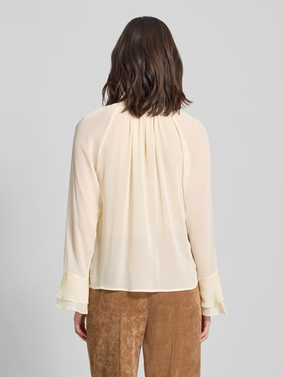 Oui Regular Fit Bluse mit Volants Offwhite 5