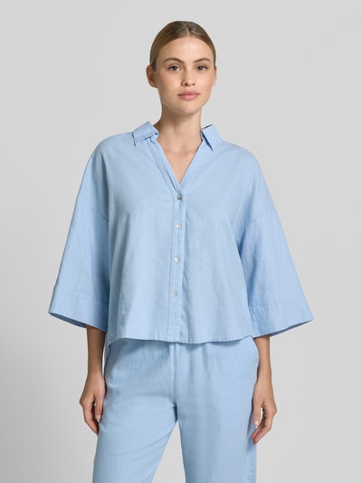 FREE/QUENT Boxy Fit Bluse mit V-Ausschnitt Modell 'Lava' Hellblau 4