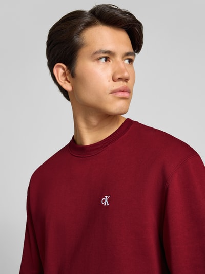 Calvin Klein Jeans Sweatshirt mit Label-Stitching Bordeaux 3