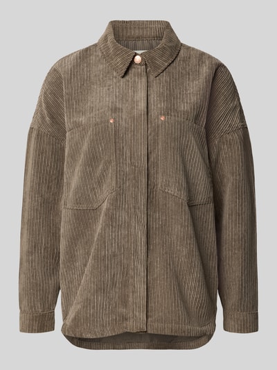 ONLY Oversized Hemdjacke mit verdecktem Druckknopfverschluss Modell 'JANINE-RAI' Taupe 1