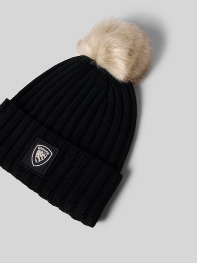 Blauer Usa Czapka z dzianiny z pomponem i detalem z logo model ‘LIFE’ Czarny 2