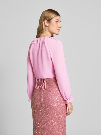 V.M. Kurtka koktajlowa o krótkim kroju z szyfonu Jasnoróżowy 5