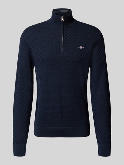 Gant Sweter z dzianiny z wyhaftowanym logo Ciemnoniebieski 2