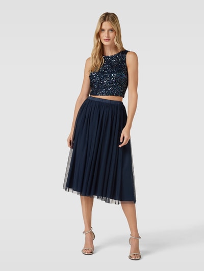 Jake*s Cocktail Midirok van mesh met elastische band Donkerblauw gemêleerd - 1