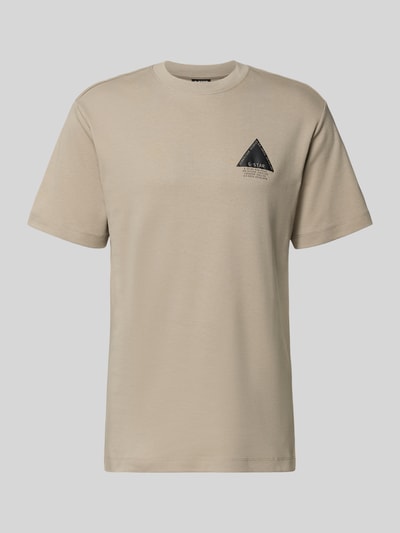 Produktfoto, Regular Fit T-shirt met logodetail van G-Star Raw, heren T-shirt van puur katoen in beige met ronde hals, ruglengte maat M 70 cm