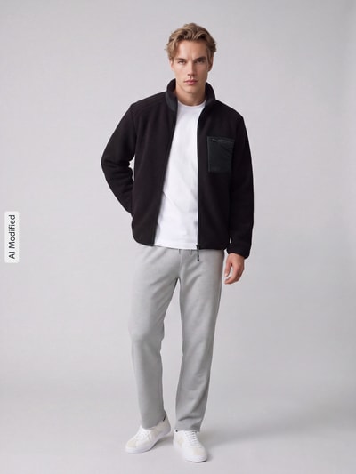 ONLY & SONS Regular Fit Teddy- / Webpelzjacke mit Stehkragen Modell 'DALLAS' Black 1