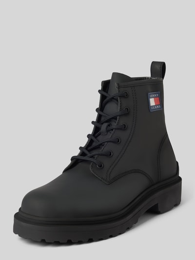 Tommy Jeans Schnürboots aus Leder mit Label-Patch Modell 'LACE UP' Black 1