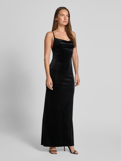 Lipsy Avondjurk met cascadehals Zwart - 1