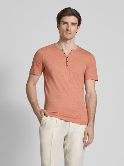 MCNEAL T-shirt met korte knoopsluiting Terracotta - 4