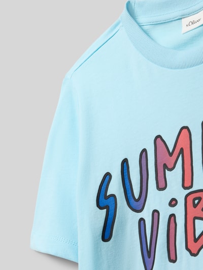 Produktfoto, Regular Fit T-Shirt aus reine Baumwolle von s.Oliver RED LABEL, Kinder T-Shirt, Optik: Unifarben, Motiv-Print, Rundhals, Kurzarm, glatte Textur, hellblau