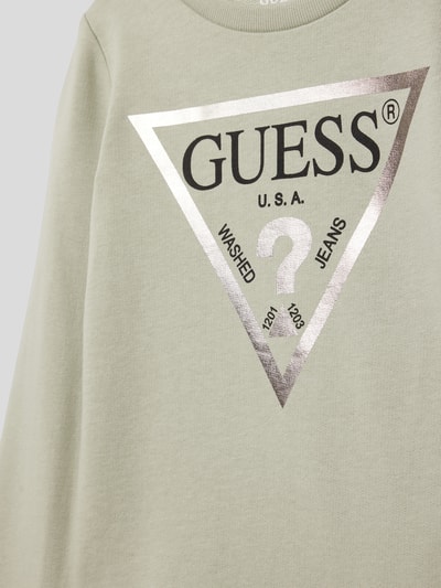 Guess Sweatshirt met labelprint Rietgroen - 2