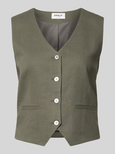 ONLY Regular Fit Leinenweste mit Bindeband Modell 'GOA' Oliv 2