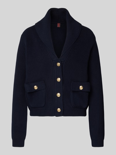 Stefanel Strickjacke mit Schalkragen und Pattentaschen Marine 2