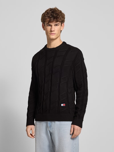 Tommy Jeans Regular fit gebreide pullover van zuiver katoen Zwart - 4
