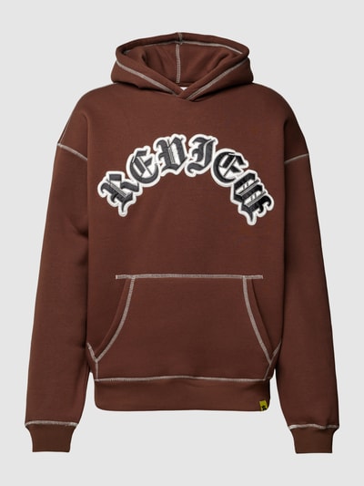 REVIEW Hoodie met OLD ENGLISH-print Donkerbruin - 2