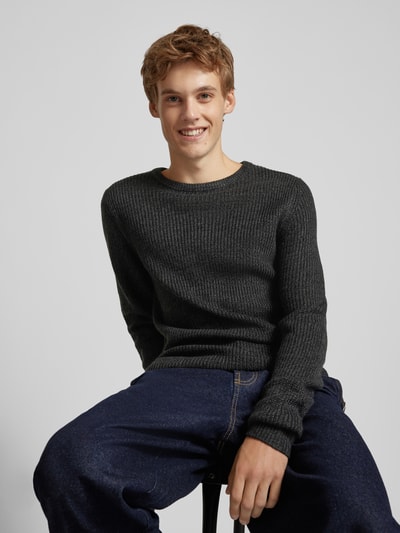 Jack & Jones Strickpullover mit Rundhalsausschnitt Modell 'LEWIS' Anthrazit Melange 3