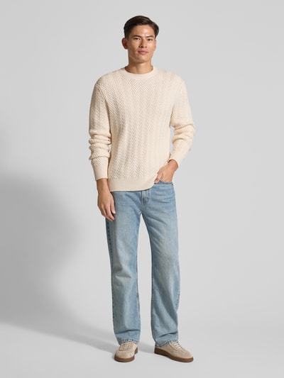 BOSS Regular fit gebreide pullover van pure scheerwol, model 'HITALO' Offwhite - 1