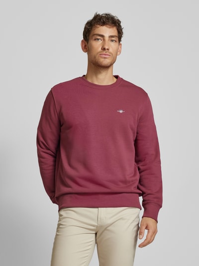 Gant Sweatshirt mit  Label-Stitching Modell 'SHIELD' Bordeaux 4