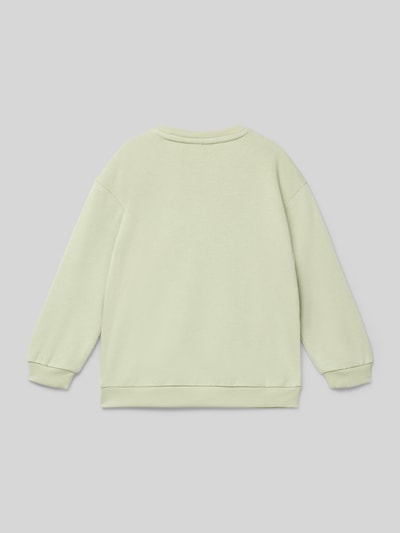 Productfoto, Regular Fit Sweatshirt uit katoenmix model 'GEORGIA' van Only, effen lichtgroen, geribde boorden, kinderkleding, sweatmateriaal.