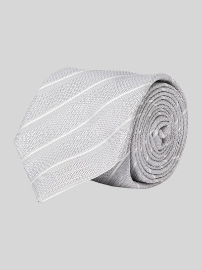 Gierremilano Zijden stropdas met fijn structuurmotief Zilver - 1