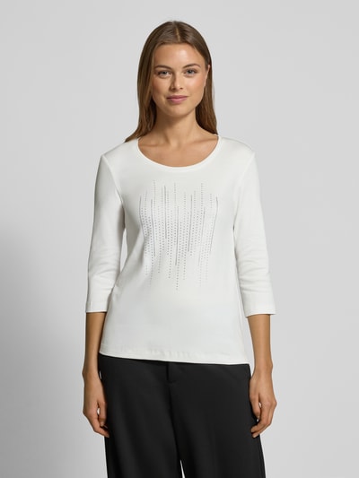 Christian Berg Woman T-Shirt mit Ziersteinbesatz und 3/4-Arm Offwhite 4
