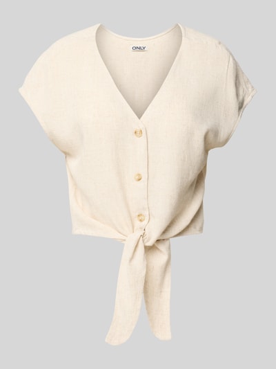 Only Regular fit blouse van een mix van viscose en linnen, model 'SIESTA' Ecru - 2